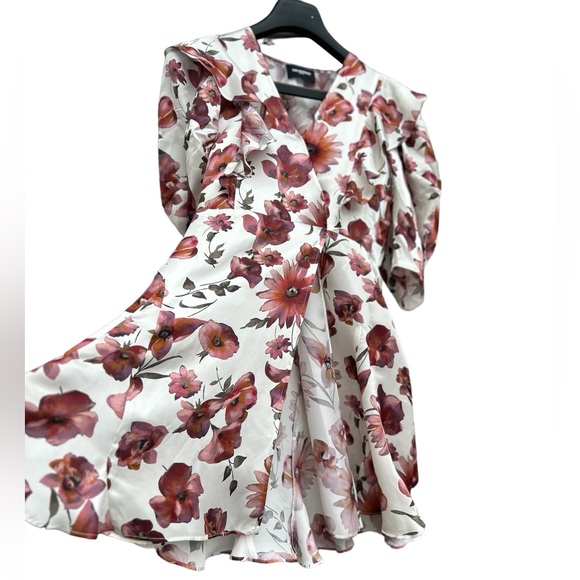 THE KOOPLES Short Wrap Dress with Bold Floral Print Ruffles #Girlcore - Medium - Picture 10 of 16